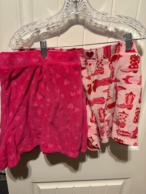 Celebrate It Pink & Light Pink Plush Girls Pajama Skirts